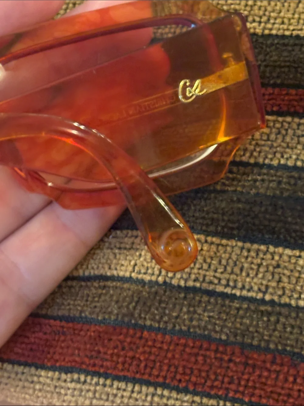 CHRISTIAN LACROIX RetroTransparent Amber Rectangular Women's Glasses